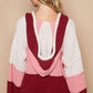 POL Pink/Burgundy Color Block Long Sleeve Hooded Sweater