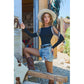 BLUE B Cold Shoulder Rhinestone Fringe Bodysuit
