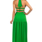 CLAUDE Green Open-back Maxi Dress