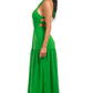 CLAUDE Green Open-back Maxi Dress