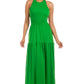 CLAUDE Green Open-back Maxi Dress