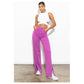 Front Slit Wide Leg Tencel Pants