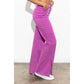 Front Slit Wide Leg Tencel Pants