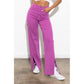 Front Slit Wide Leg Tencel Pants