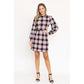 EG FASHION High Neck Plaid Sheath Dress