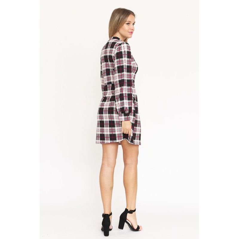EG FASHION High Neck Plaid Sheath Dress