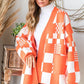 BLOCK CHECK OPEN KNIT CARDIGAN