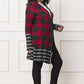 EG FASHION Long plus Buffalo Plaid Stripe Trim Open winter Cardigan