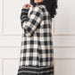 EG FASHION Long plus Buffalo Plaid Stripe Trim Open winter Cardigan