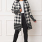 EG FASHION Long plus Buffalo Plaid Stripe Trim Open winter Cardigan