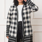 EG FASHION Long plus Buffalo Plaid Stripe Trim Open winter Cardigan