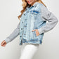 BLUE AGE Women's Light Blue Denim Jacket with Fleece Hoodies