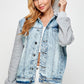 BLUE AGE Women's Light Blue Denim Jacket with Fleece Hoodies