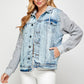 BLUE AGE Women's Light Blue Denim Jacket with Fleece Hoodies