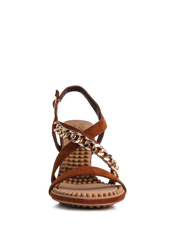 RAG & Co. DOMEDA Metal Chain Mid Heel Sandal