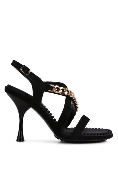 RAG & Co. DOMEDA Metal Chain Mid Heel Sandal
