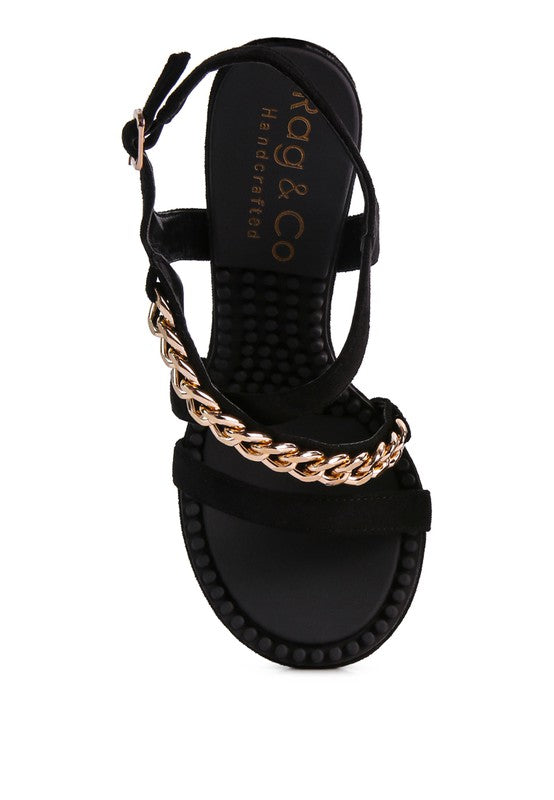 RAG & Co. DOMEDA Metal Chain Mid Heel Sandal