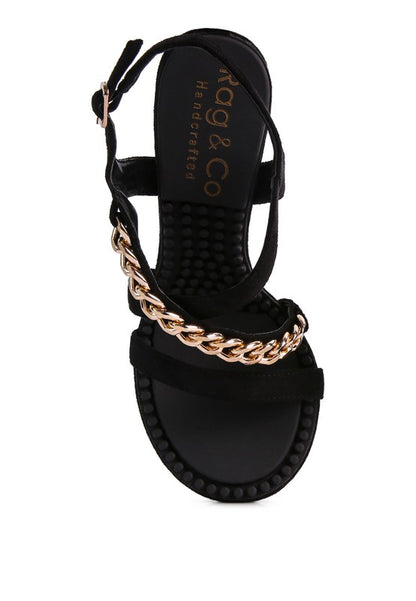 RAG & Co. DOMEDA Metal Chain Mid Heel Sandal