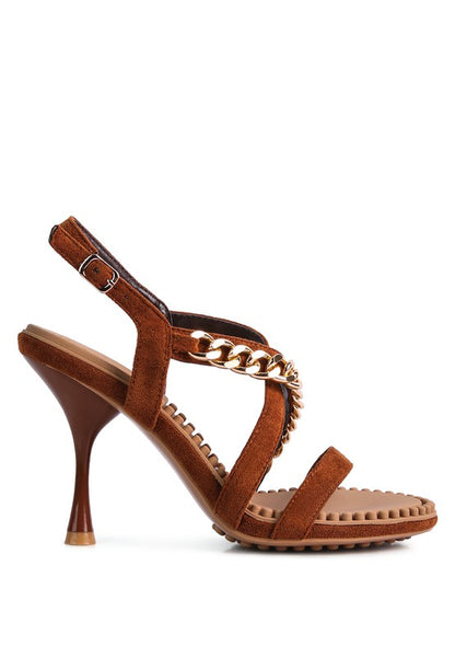 RAG & Co. DOMEDA Metal Chain Mid Heel Sandal