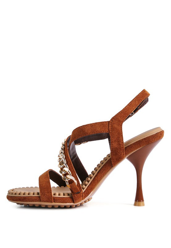 RAG & Co. DOMEDA Metal Chain Mid Heel Sandal