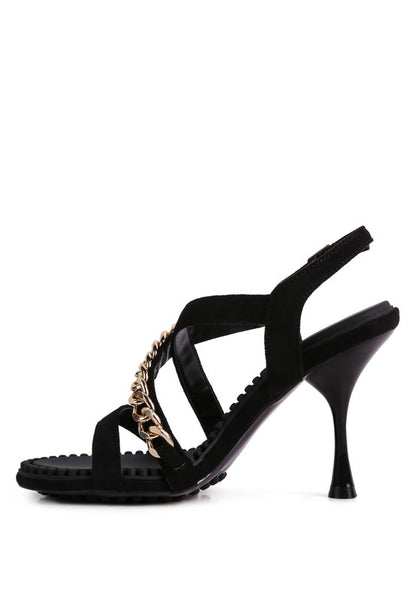 RAG & Co. DOMEDA Metal Chain Mid Heel Sandal