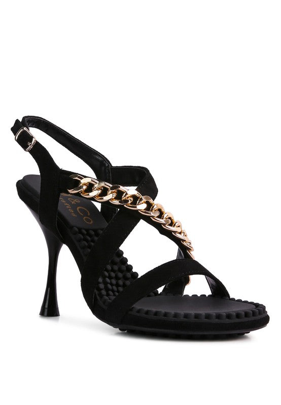 RAG & Co. DOMEDA Metal Chain Mid Heel Sandal