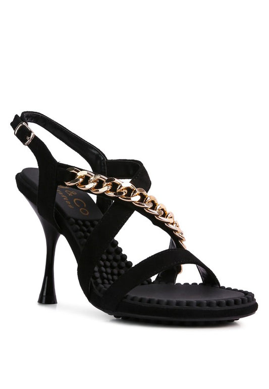 RAG & Co. DOMEDA Metal Chain Mid Heel Sandal