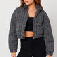 LE LIS Tweed Crop Puffer Coat Jacket