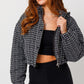 LE LIS Tweed Crop Puffer Coat Jacket