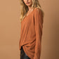 GILLI Long Sleeve V-Neck Draped Sweater Blouse