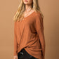 GILLI Long Sleeve V-Neck Draped Sweater Blouse