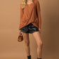 GILLI Long Sleeve V-Neck Draped Sweater Blouse