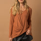 GILLI Long Sleeve V-Neck Draped Sweater Blouse