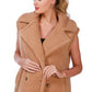 RAG & Co. Long Sleeveless Double-Breasted Faux Fur Coat