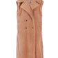 RAG & Co. Long Sleeveless Double-Breasted Faux Fur Coat