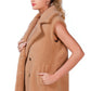 RAG & Co. Long Sleeveless Double-Breasted Faux Fur Coat