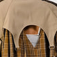 ATHINA PLAID AND KHAKI CONTRAST TRENCH COAT