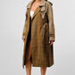 ATHINA PLAID AND KHAKI CONTRAST TRENCH COAT