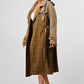 ATHINA PLAID AND KHAKI CONTRAST TRENCH COAT