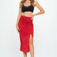 RENEE C. Midi Skirt with Front Knot and Slit