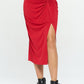 RENEE C. Midi Skirt with Front Knot and Slit