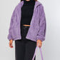 LE LIS Purple Oversized Fleece Hooded Jacket