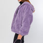 LE LIS Purple Oversized Fleece Hooded Jacket