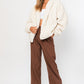 LE LIS Purple Oversized Fleece Hooded Jacket