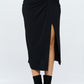 RENEE C. Midi Skirt with Front Knot and Slit