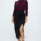 RENEE C. Midi Skirt with Front Knot and Slit