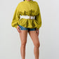 ATHINA Pleated Belted Ruffle Waist Blouse