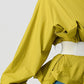 ATHINA Pleated Belted Ruffle Waist Blouse