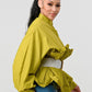 ATHINA Pleated Belted Ruffle Waist Blouse