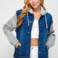 BLUE AGE Women's Denim Jacket with Fleece Hoodies